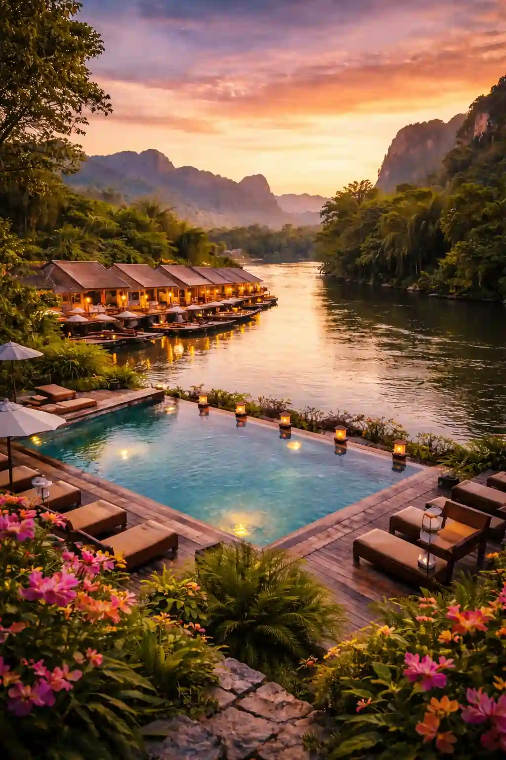 Sunset serenity by the River Kwai