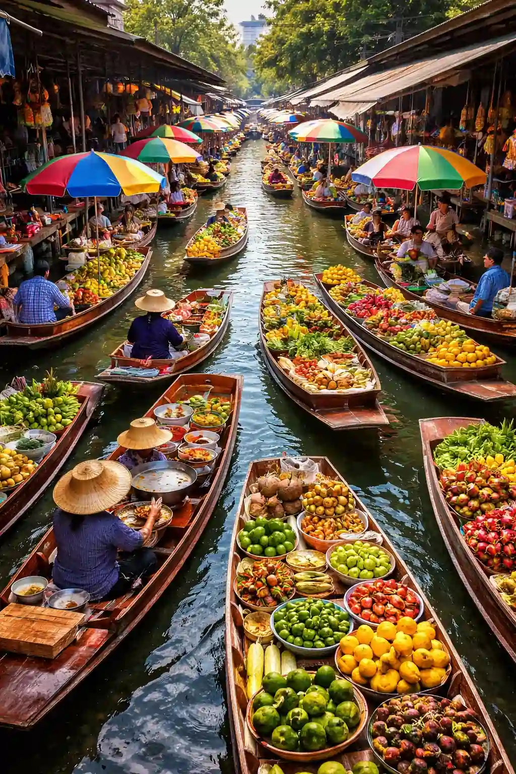 Vibrant Thailand floating market scene